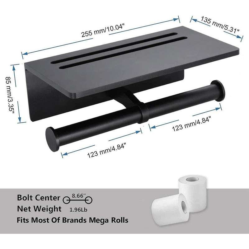 Toilet Paper Holder-Double Roll Toilet Paper Holder, Self-Adhesive without Drilling or Wall-Mounted