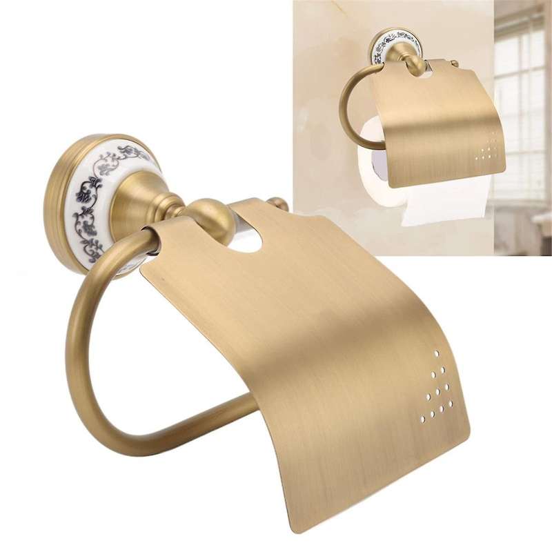 Toilet Paper Holder Vintage Toilet Paper Holder Metal Paper Towel Holder Rack with Porcelain Decorat