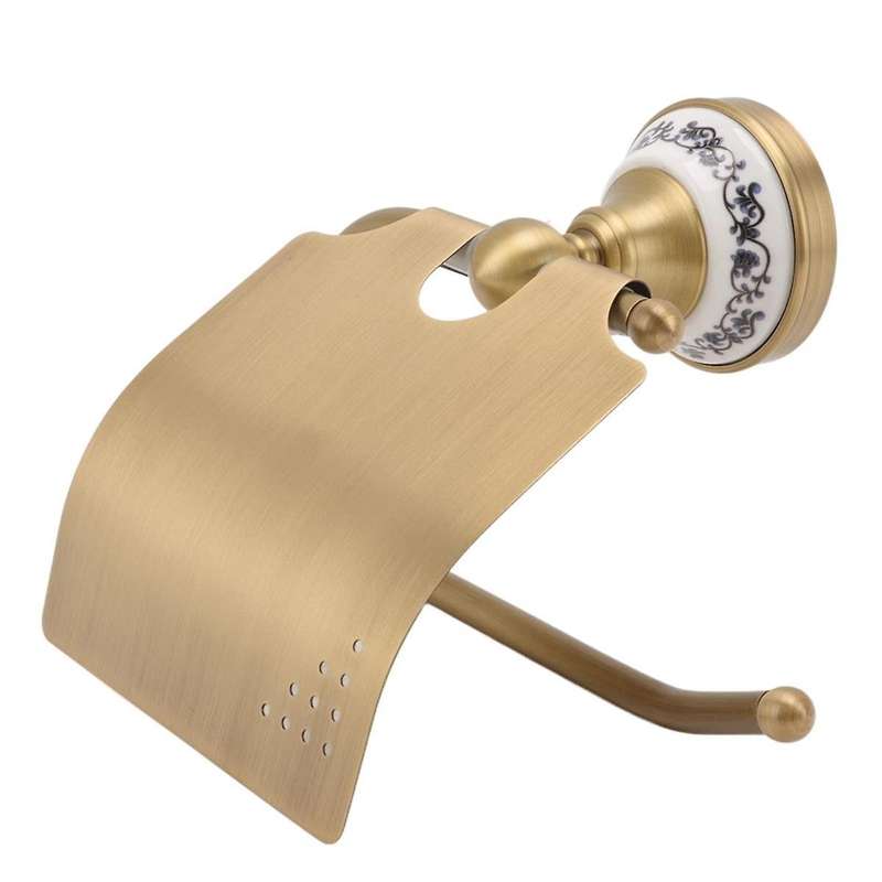 Toilet Paper Holder Vintage Toilet Paper Holder Metal Paper Towel Holder Rack with Porcelain Decorat