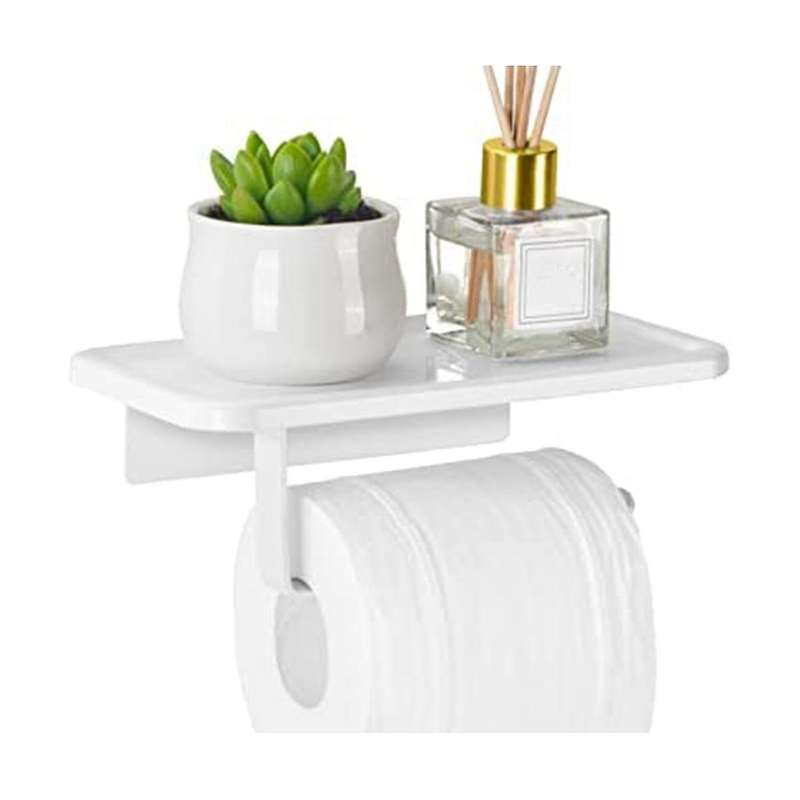 Toilet Paper Holder with Shelf, House Must Have Toilet Paper Roll Holder Self Adhesive & Screw Wall