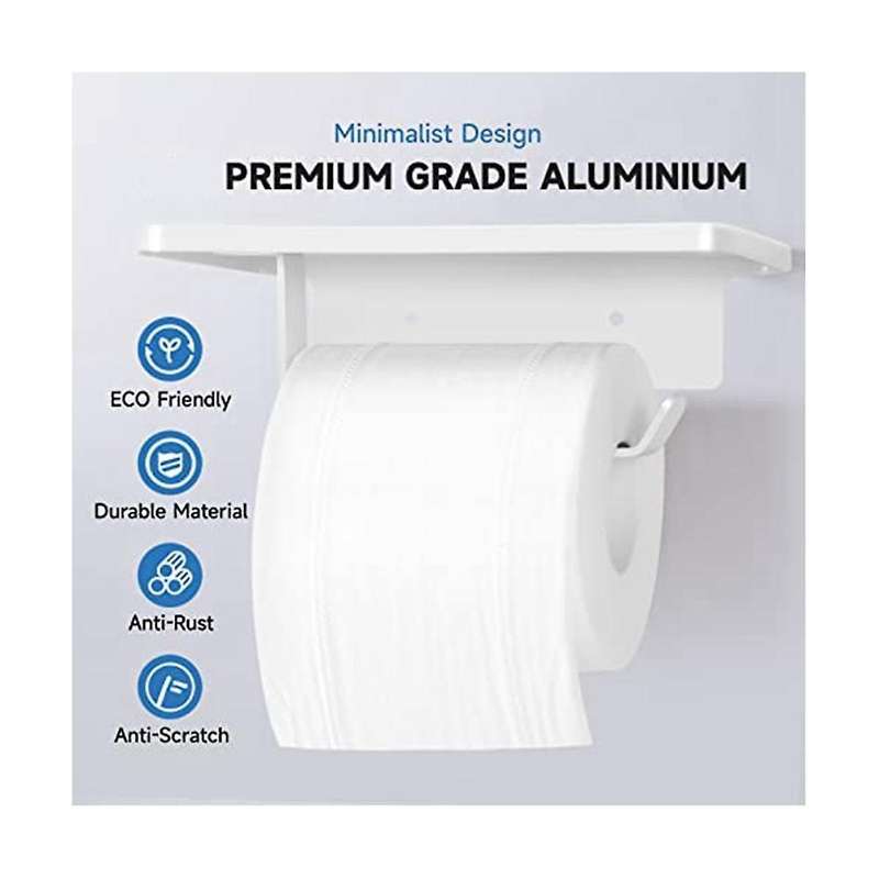 Toilet Paper Holder with Shelf, House Must Have Toilet Paper Roll Holder Self Adhesive & Screw Wall