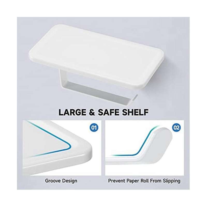 Toilet Paper Holder with Shelf, House Must Have Toilet Paper Roll Holder Self Adhesive & Screw Wall