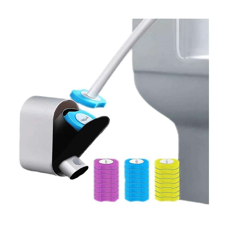 Toilet Wand with 24 Refills, Wall-mounted Disposable Toilet Bowl Brush Scrubber Cleaners Kit with H