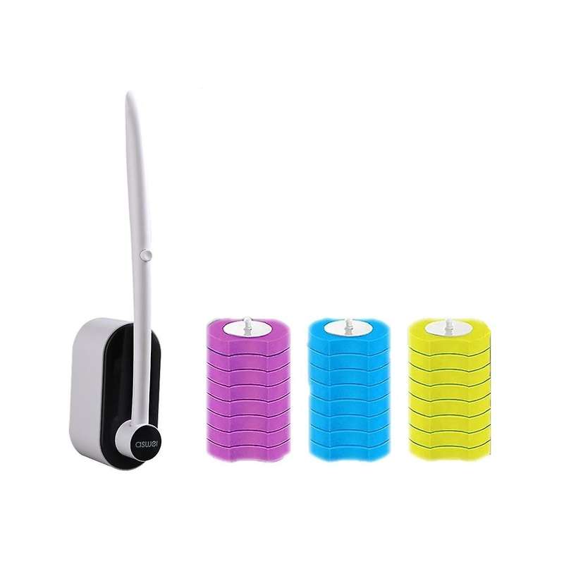 Toilet Wand with 24 Refills, Wall-mounted Disposable Toilet Bowl Brush Scrubber Cleaners Kit with H