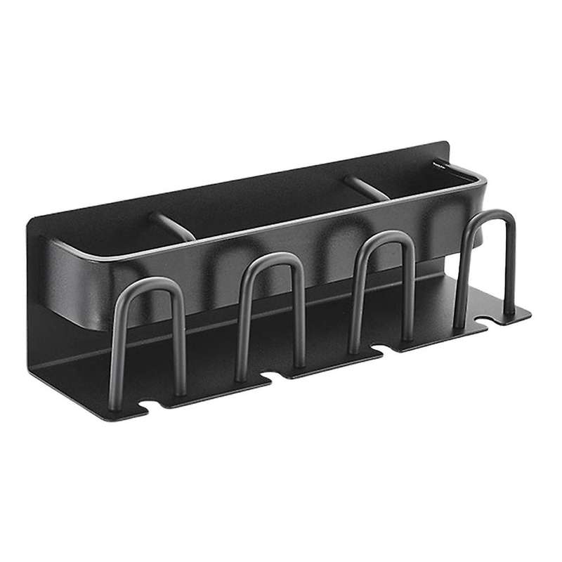 Toothbrush Holder Bathroom Toothpaste Storage Rack Wall-Mounted Holder Punch-Free Storage Rack(Blac