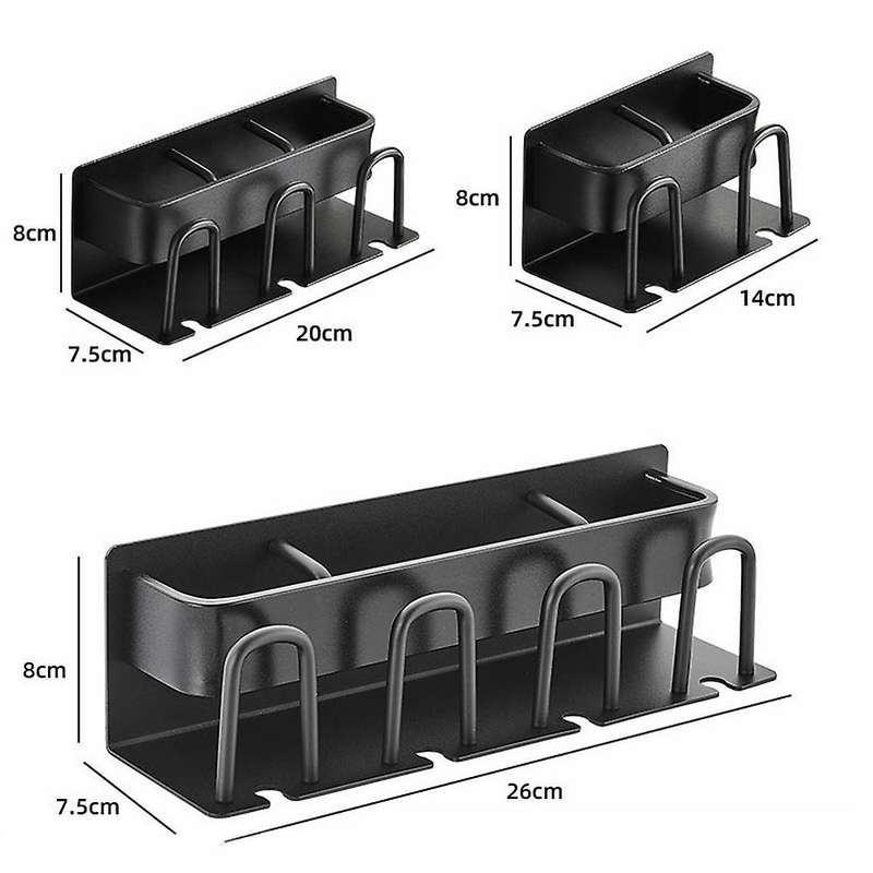 Toothbrush Holder Bathroom Toothpaste Storage Rack Wall-Mounted Holder Punch-Free Storage Rack(Blac