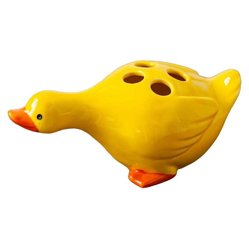 Toothbrush Holder,Duck 4 Holes Drainable Toothbrush Holder for Bathroom Storage Yellow