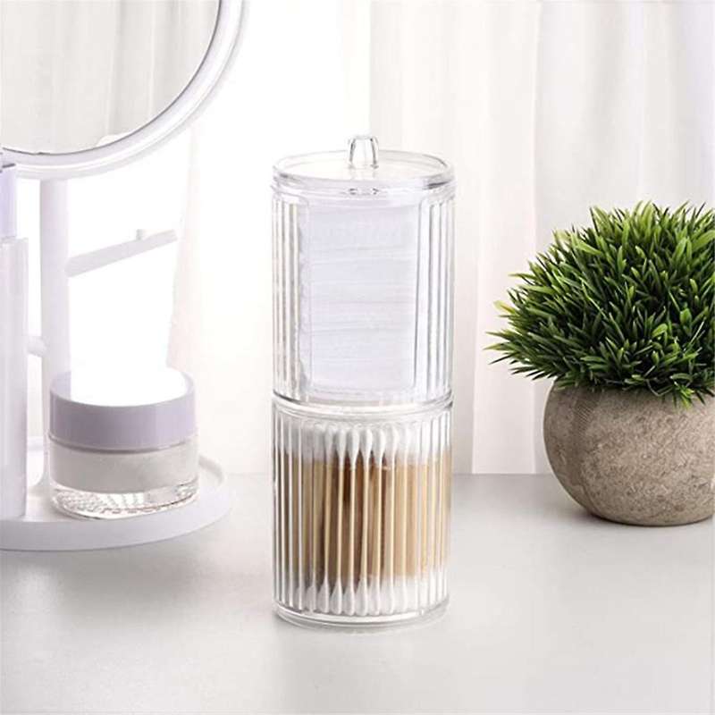 Toothpick Dispenser 2 Pcs Cosmetic Cotton Pad 2-In-1 Rounds Holder Makeup Removers Rack Cotton Pad D