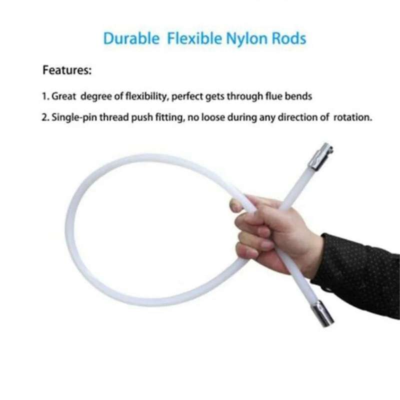 Top to Bottom Chimney Cleaning Brush, 8 Rods + Brush Head, Anti Fire Nylon Bristles, Efficient Flue
