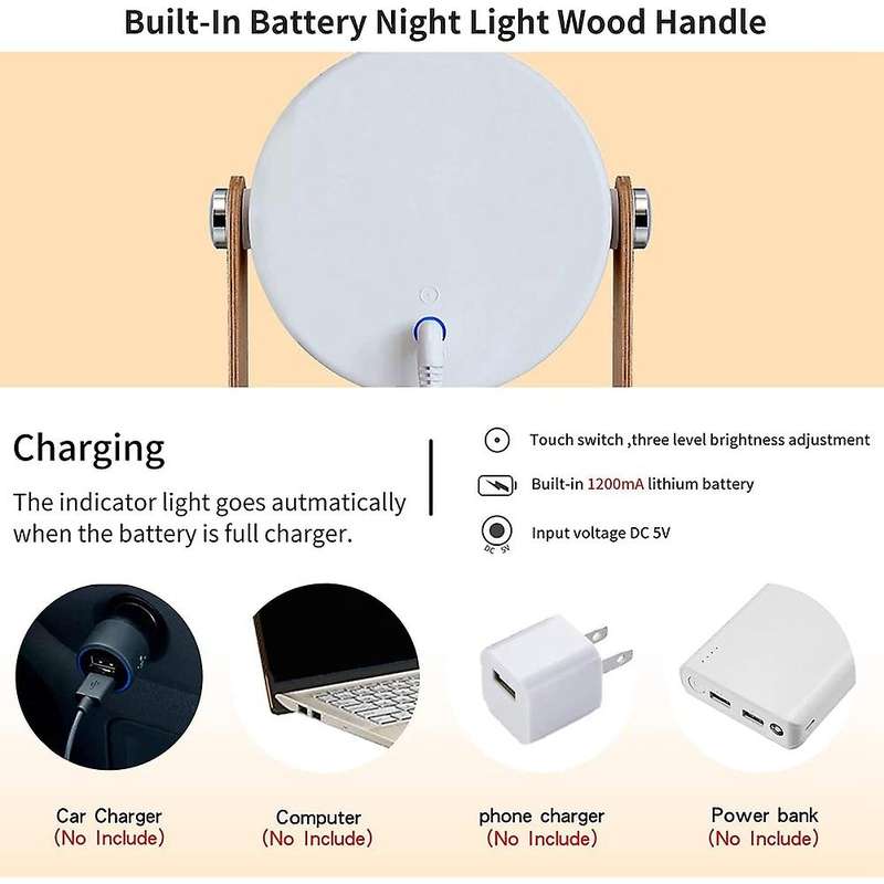 Touch Night Light Lamp,USB Rechargeable LED Cordless Desk Lights, 360 Rotatable Portable Foldable La