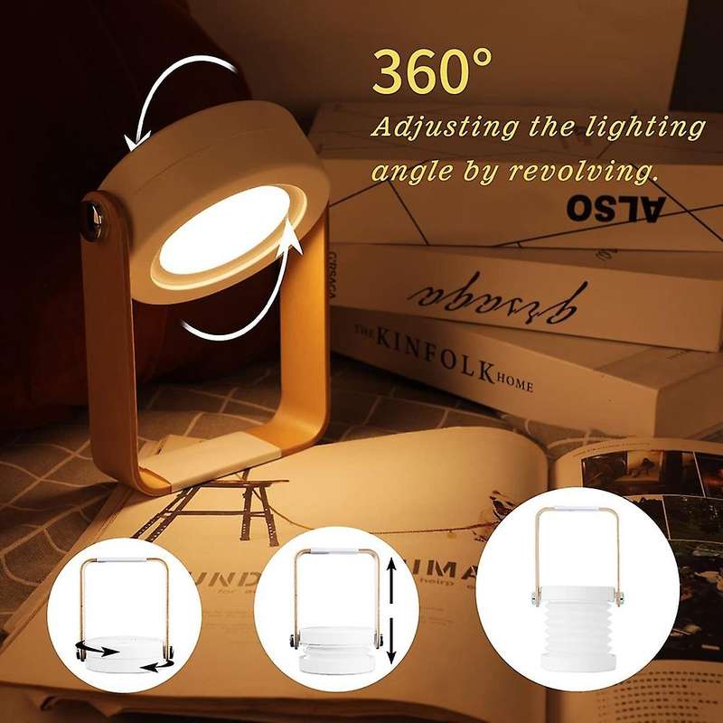 Touch Night Light Lamp,USB Rechargeable LED Cordless Desk Lights, 360 Rotatable Portable Foldable La