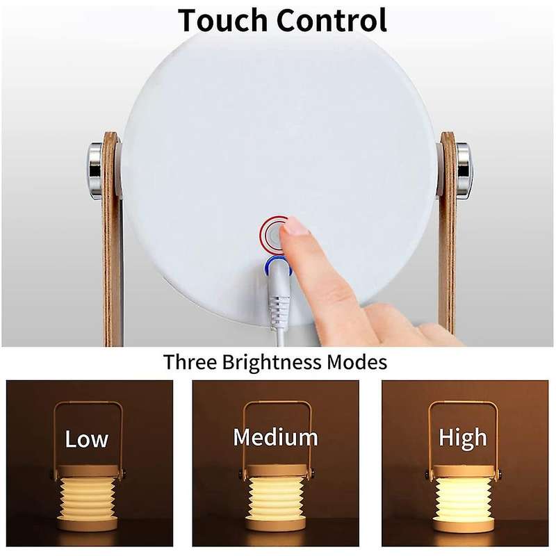 Touch Night Light Lamp,USB Rechargeable LED Cordless Desk Lights, 360 Rotatable Portable Foldable La