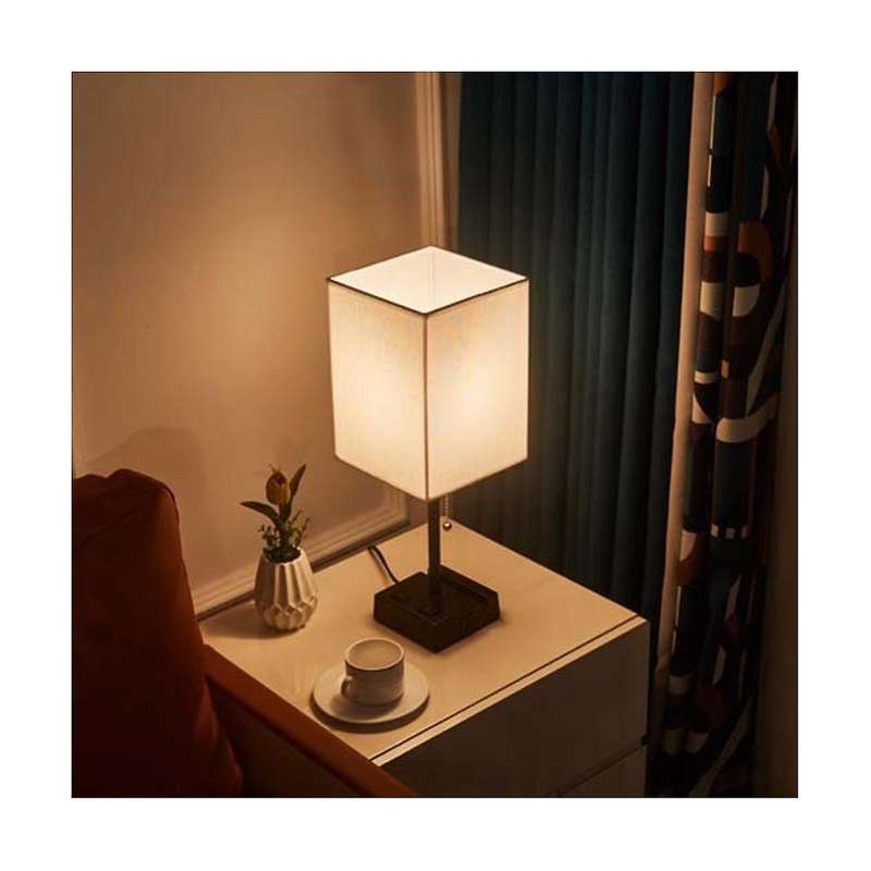 Touch Dimmable Bedside Lamp with Usb Charge Ports& Ac Outlet Rechargeable Light Us Plug
