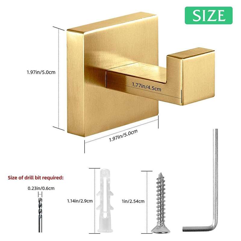 Towel Hooks Robe Hook Coat Hook Stainless Steel Heavy Duty Bathrooms Square Hooks Wall Mounted for B