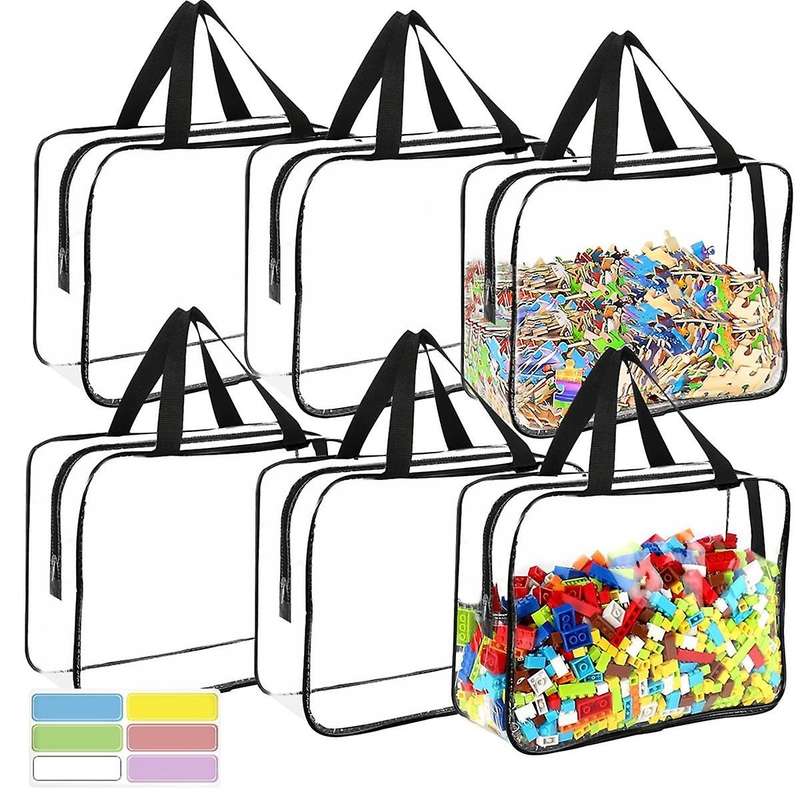 Toy Storage Bags with Labels, Reusable Clear Pvc Board Game Storage, Travel Waterproof Organizer Bag