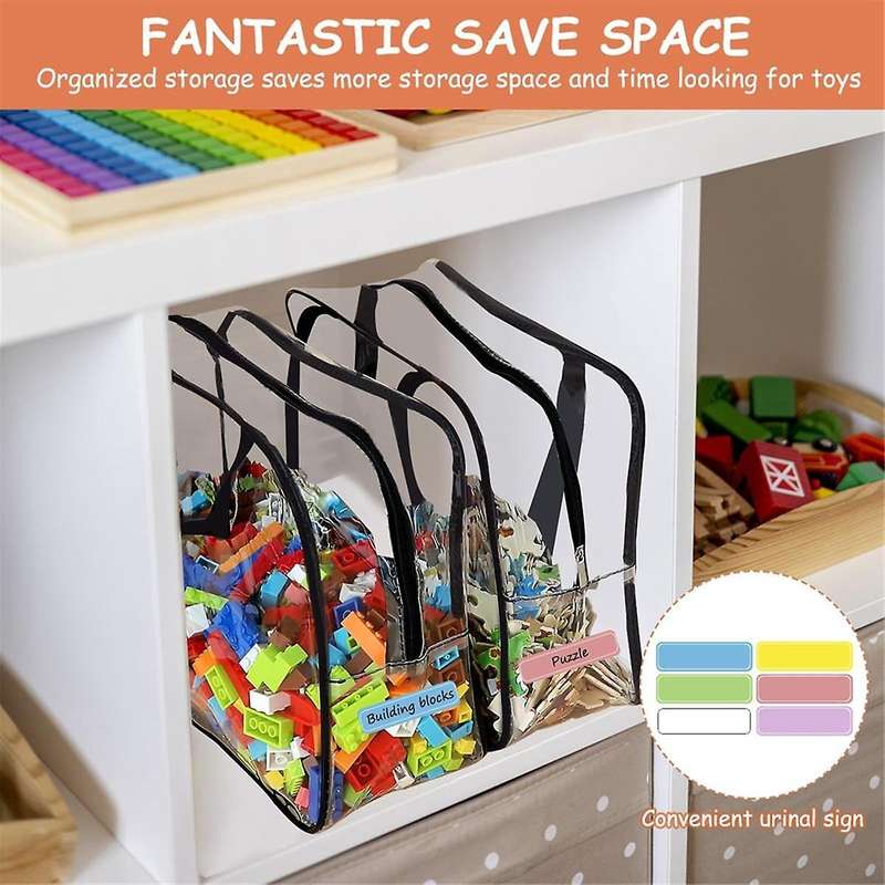 Toy Storage Bags with Labels, Reusable Clear Pvc Board Game Storage, Travel Waterproof Organizer Bag