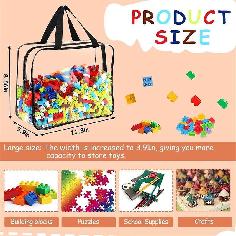 Toy Storage Bags with Labels, Reusable Clear Pvc Board Game Storage, Travel Waterproof Organizer Bag
