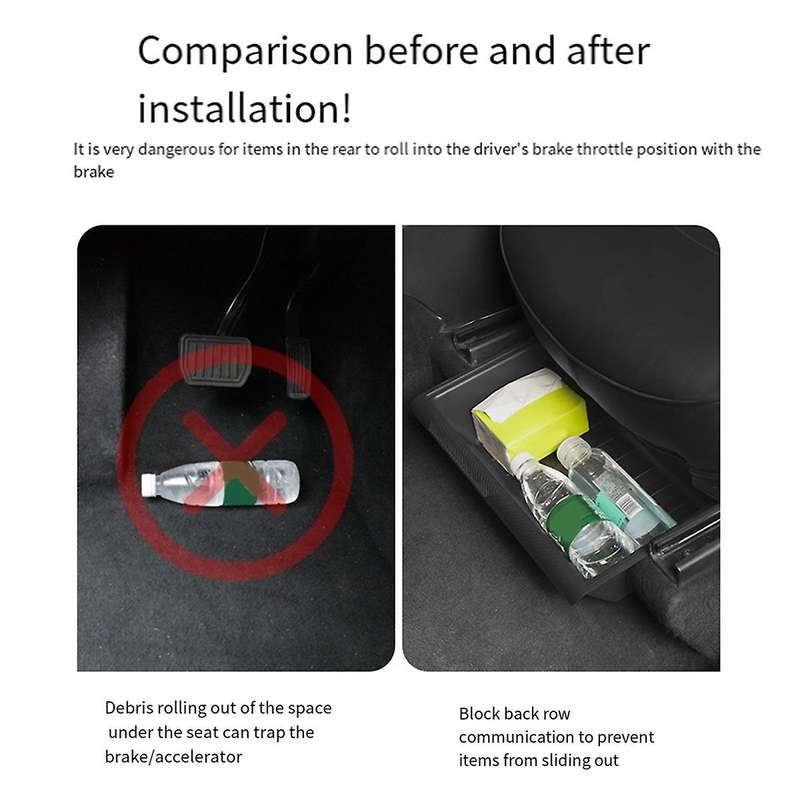 Tpe Under Seat Storage Box for Model Y 2017-2024 Center Console Organizer Bins Front Backseat Bag T
