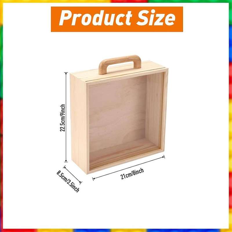 Toy Storage Organizer, Building Blocks Box with Handle and Lids, Natural Wood Kids Child Toy Contain