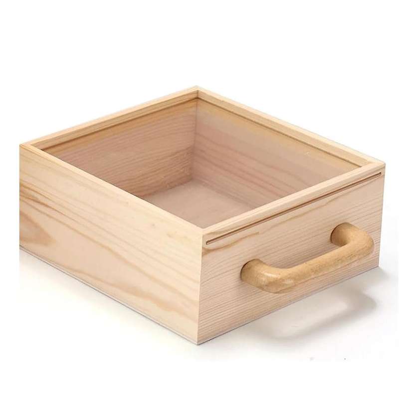 Toy Storage Organizer, Building Blocks Box with Handle and Lids, Natural Wood Kids Child Toy Contain