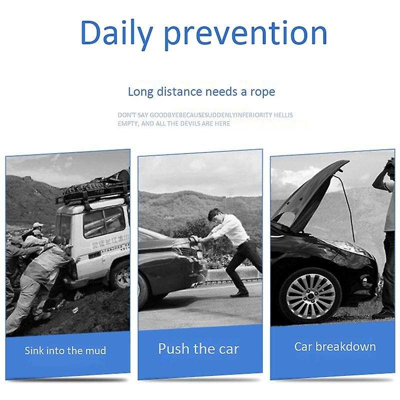 Towing Rope Strape Cable with U Hooks 5M 12Tons Shackle High Strength Nylon with Reflective Light fo