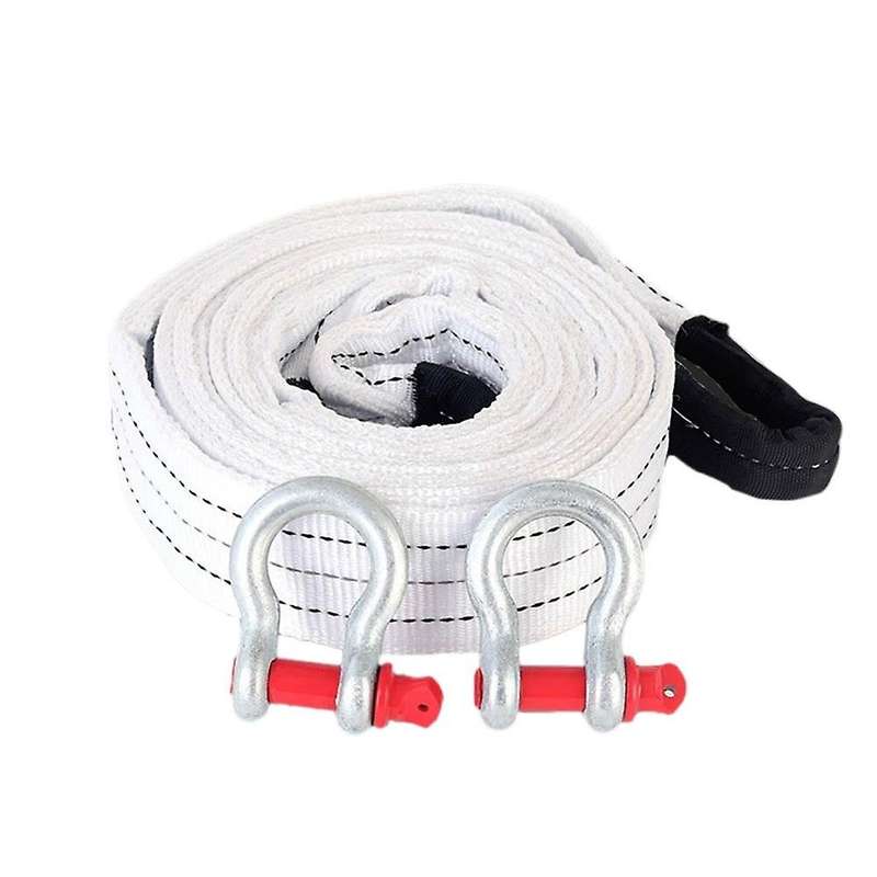 Towing Rope Strape Cable with U Hooks 5M 12Tons Shackle High Strength Nylon with Reflective Light fo