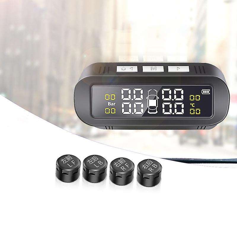 TPMS Solar Car Tire Pressure Alarm Monitor System Display Intelligent Temperature Warning Fuel Save