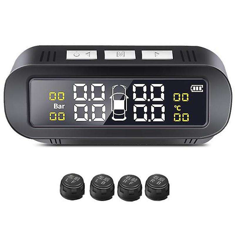 TPMS Solar Car Tire Pressure Alarm Monitor System Display Intelligent Temperature Warning Fuel Save