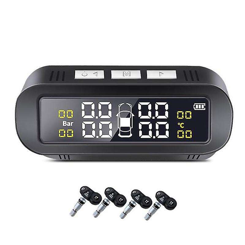 TPMS Solar Car Tire Pressure Alarm Monitor System Display Intelligent Temperature Warning with 4 Bui