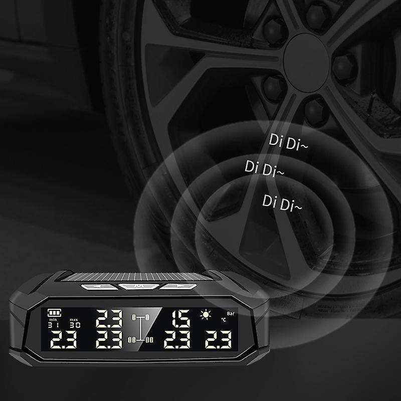 TPMS Solar Car Tire Pressure Alarm Monitor System Display Intelligent Temperature Warning with 4 Bui