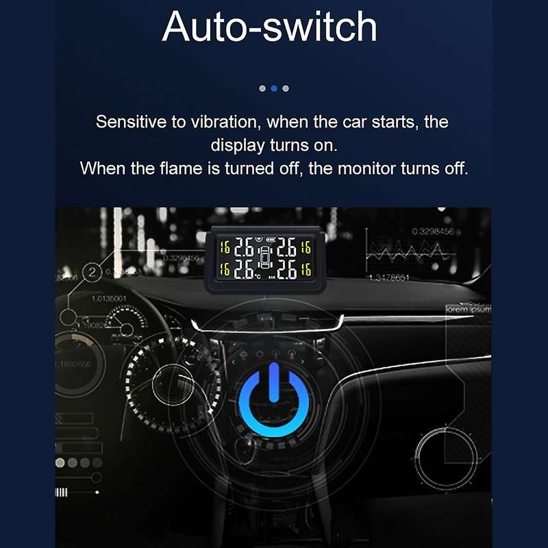 TPMS Solar Car Tire Pressure Monitoring System 0-3.5 Bar TPMS Wheel Tyre External Sensor