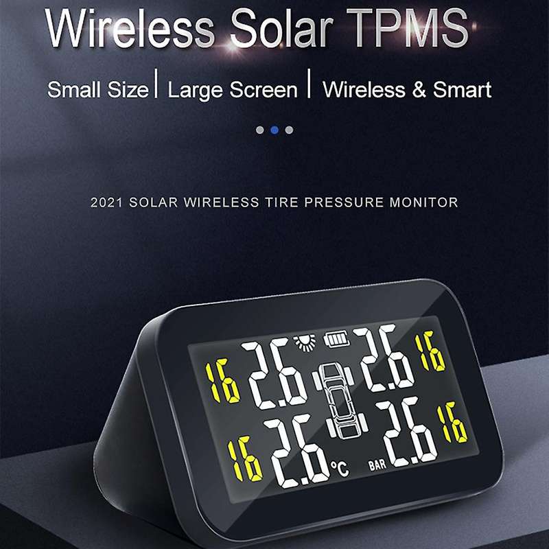 TPMS Solar Power Intelligent Wireless 4 Tire Smart Car Pressure Monitor System Accessories for Car (