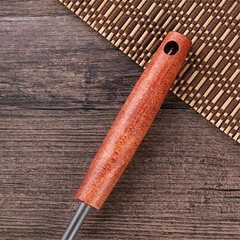 Traditional Stainless Steel Shovel Furnishing Spoon Wooden Handle Iron Pot Tap Fry Kitchen Utensils