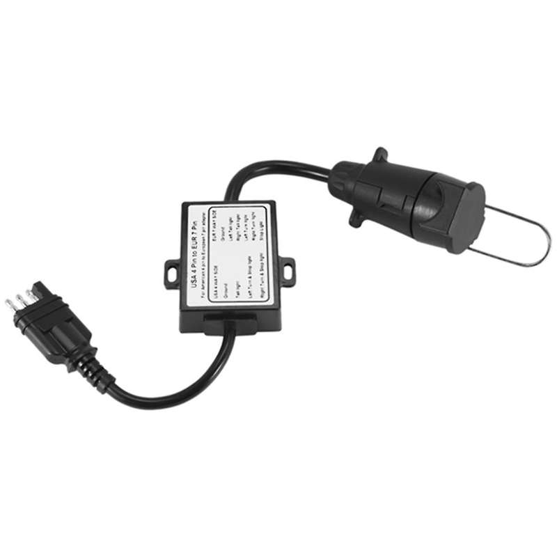 Trailer Light Converter US to Europe 4 Way Flat Socket (American Vehicle) to 7 Way Round Socket (Eur