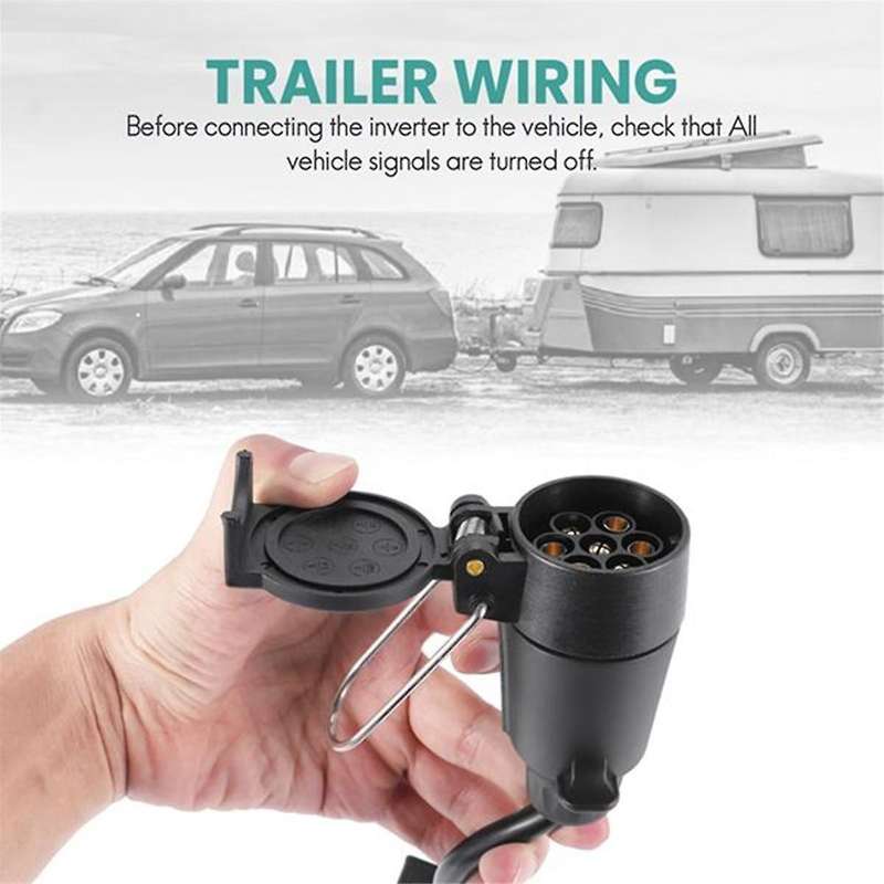Trailer Light Converter US to Europe 4 Way Flat Socket (American Vehicle) to 7 Way Round Socket (Eur