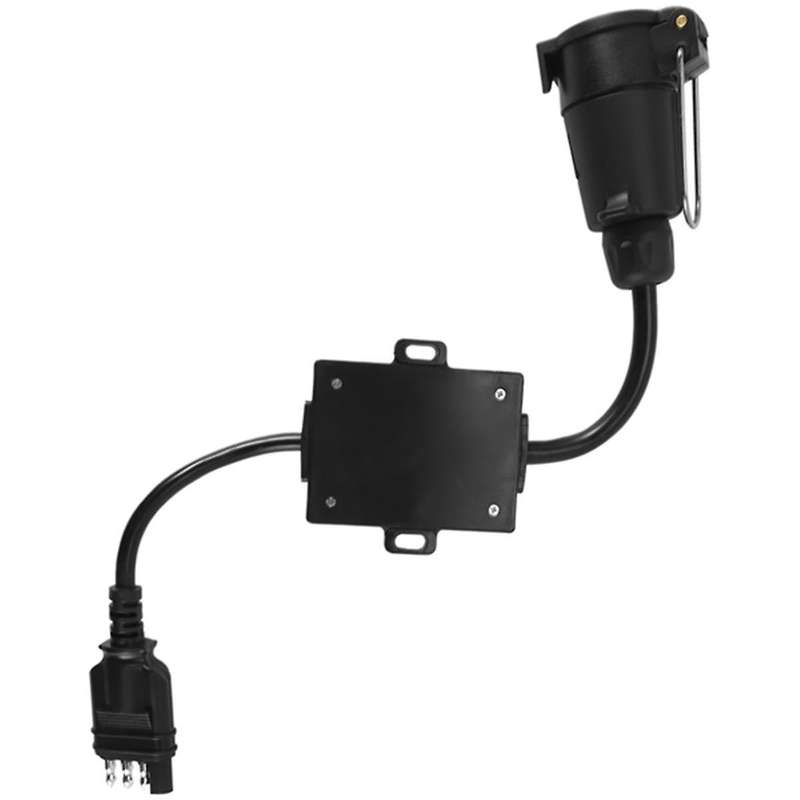 Trailer Light Converter US to Europe 4 Way Flat Socket (American Vehicle) to 7 Way Round Socket (Eur