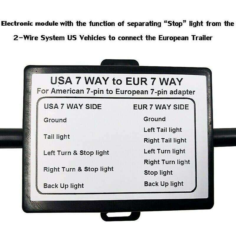 Trailer Light Converter US 7-Way Blade Socket to EU 7-Pin Round Plug