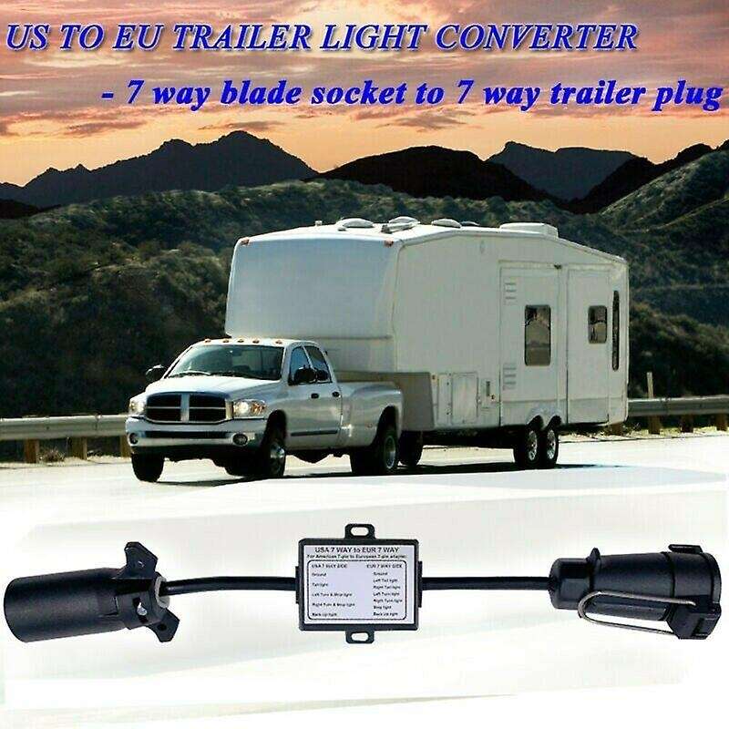 Trailer Light Converter US 7-Way Blade Socket to EU 7-Pin Round Plug