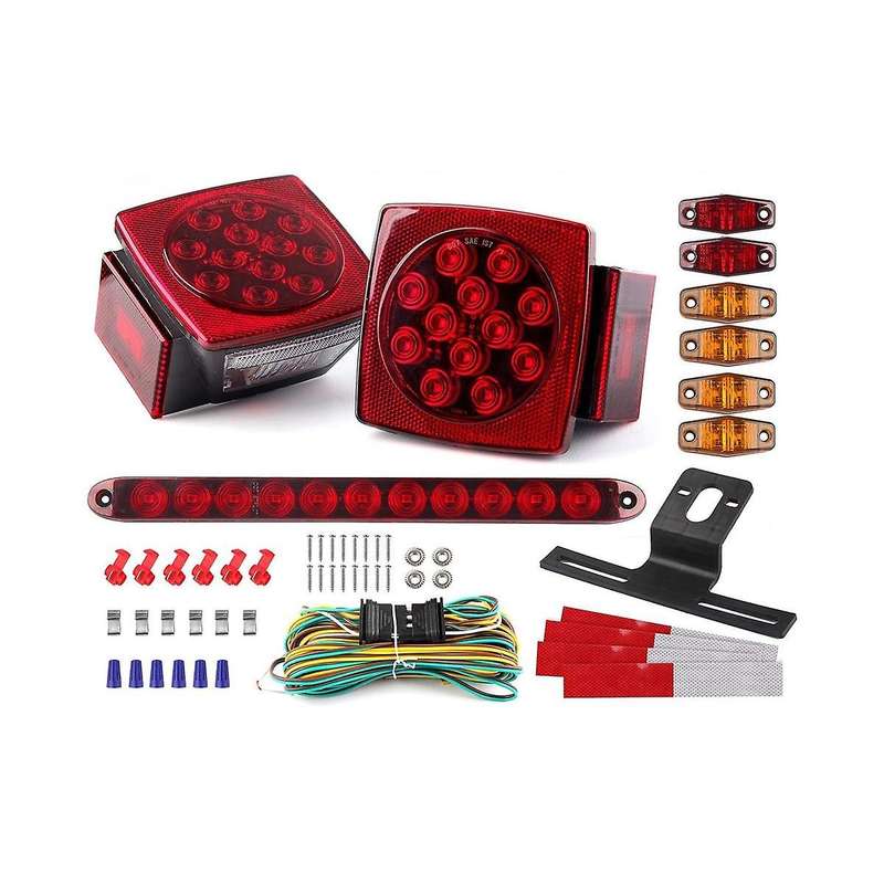 Trailer Led Light Kit, Square Led Stop Turn Tail Brake License Plate Running Lights with Wiring Har