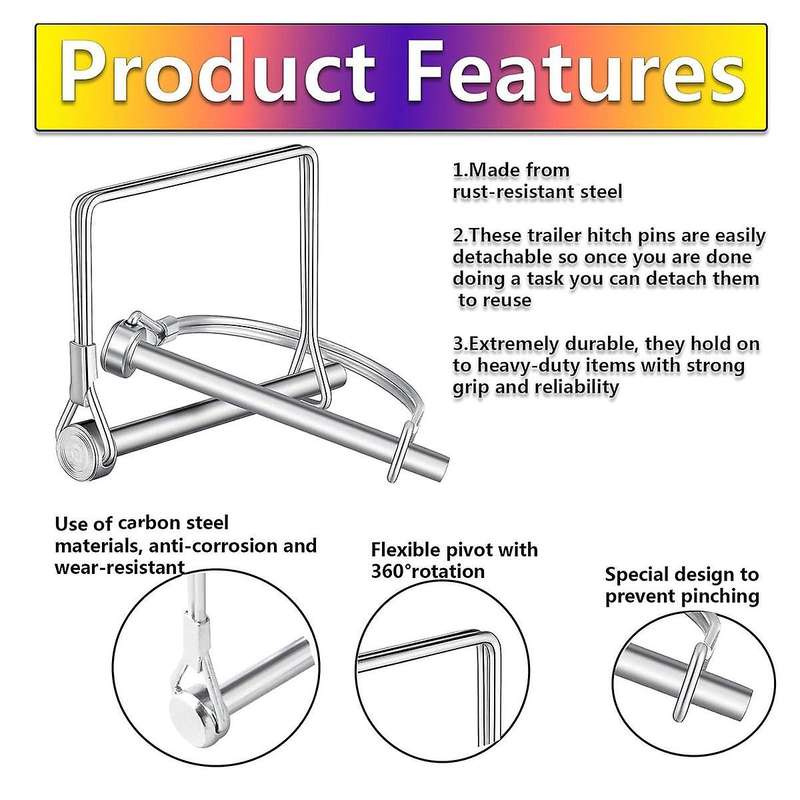 Trailer Lock Pins,30pcs Pto Pin Shaft Locking Pin 1/4 Pin Hitch Pin Wire Lock Pin Safety Coupler Pin