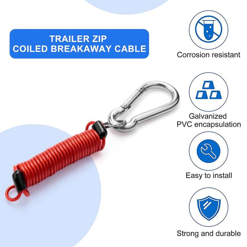Trailer Spring Rope Safety Buckle,zip 4 Foot Breakaway Cable 80-01-2140 (red)