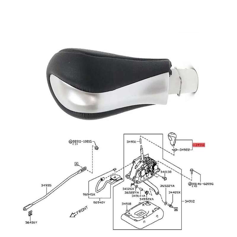 Transmission Gear Shift Knob Assy 34910-4GA0A for Q50 2014-2018 Shifter Control Lever Button 349104G