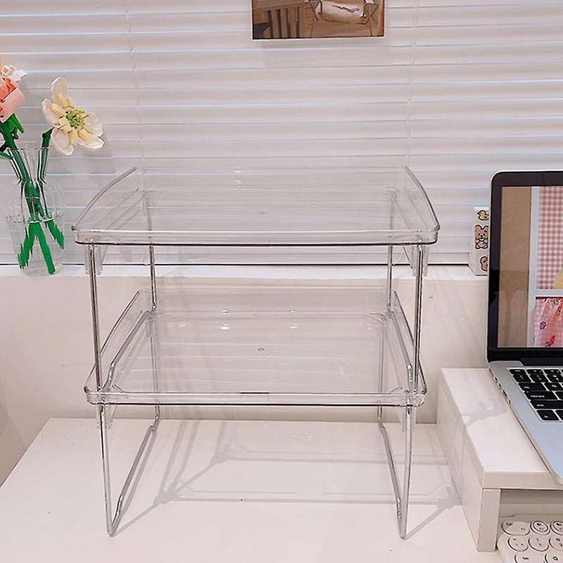 Transparent Desktop Folding Rack Student Dormitory Organizer Cosmetics Kitchen Storage Rack Bed