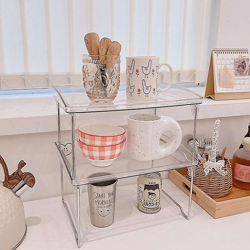 Transparent Desktop Folding Rack Student Dormitory Organizer Cosmetics Kitchen Storage Rack Bed
