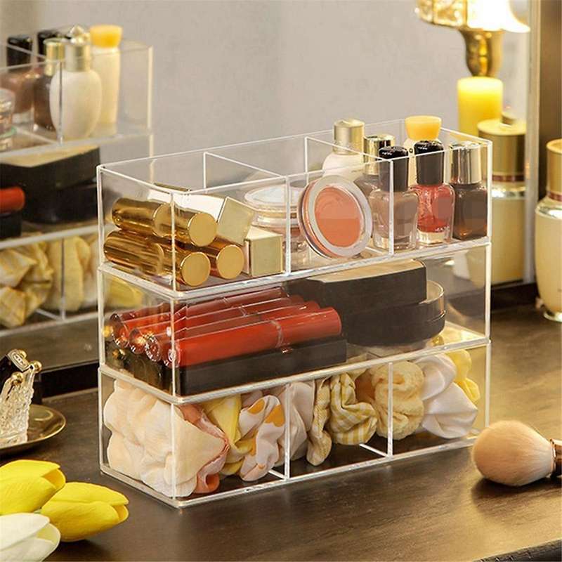 Transparent Acrylic Cosmetic Layered Storage Box Dressing Table Cosmetics Storage Box Desktop Drawer