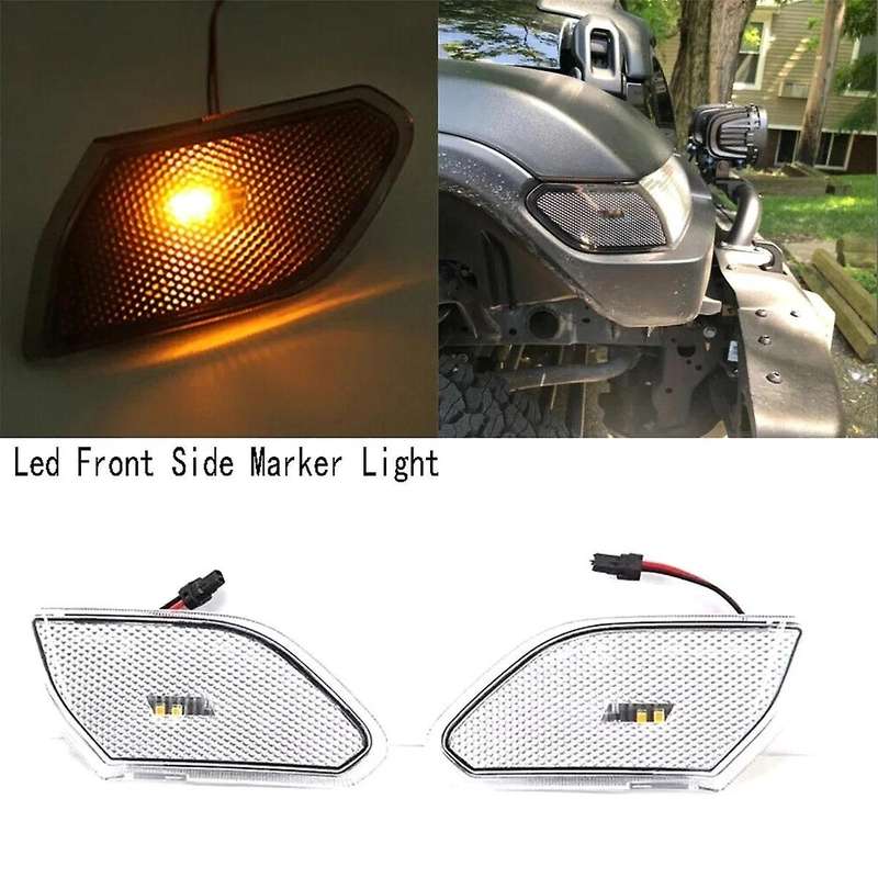 Transparent Led Front Side Marker Light Turn Signal Lamp Round Eyebrow Side Lamp for Wrangler JL 201