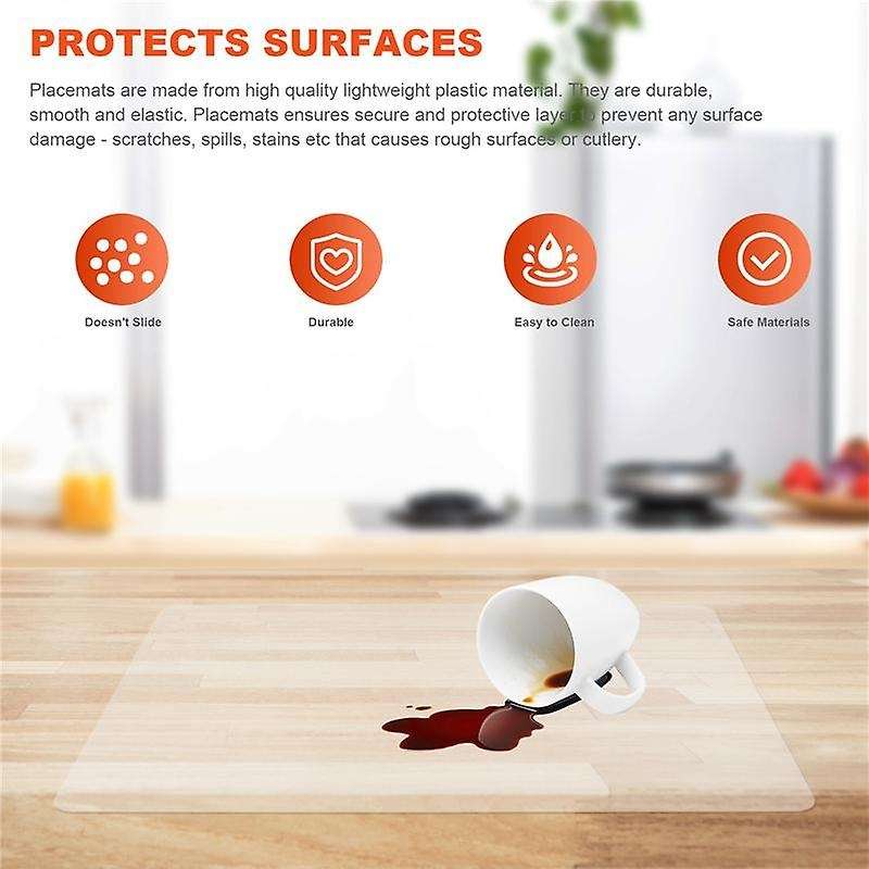 Transparent Kitchen Mat,Coffee Table Mat,Table Protector,Waterproof Placemats,Worktop Saver,Placemat