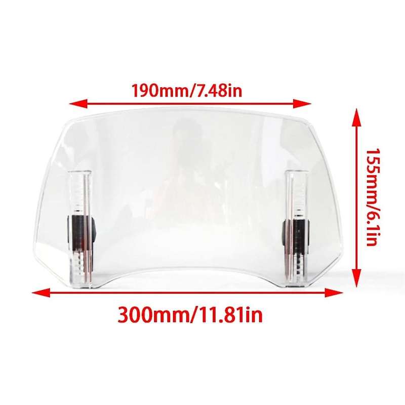 Transparent Universal Motorcy Windshield Extension Adjustable Spoiler for 300x195x155mm