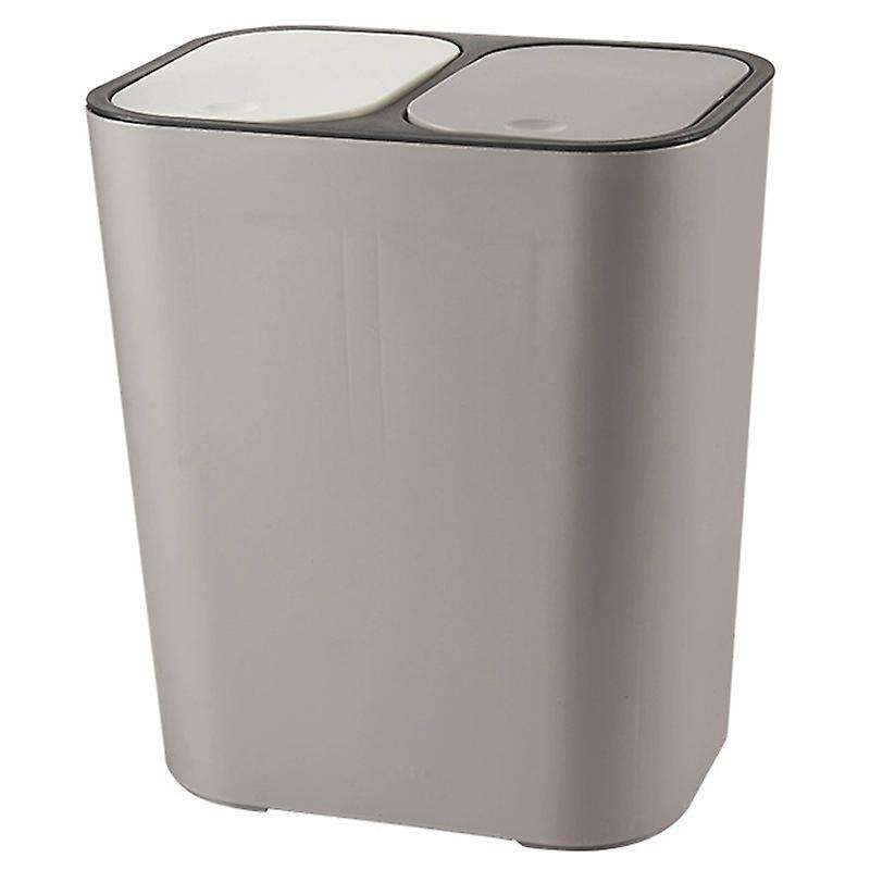 Trash Can Rectangle Plastic Push-button Dual Compartment 12 Liter Recycling Waste Bin Garbage Can-g