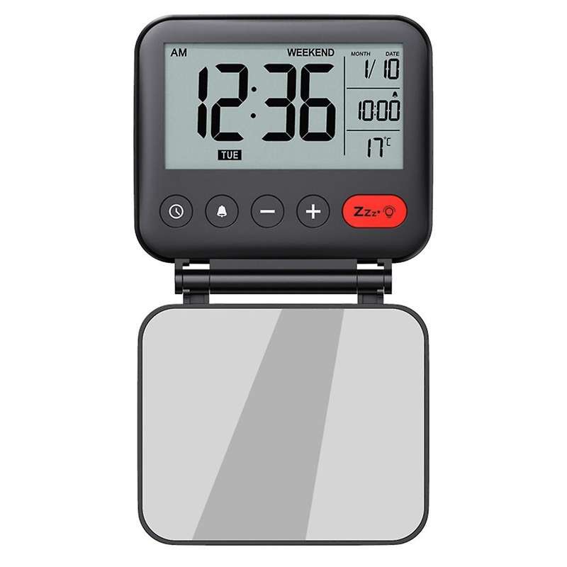 Travel Clock Folding Flip Portable Clock Cosmetic Mirror Alarm Clock Simple Desktop Electronic Alarm